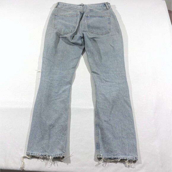 Agolde Women 90s High Rise Loose Fit Raw Hem Destroyed Ripped Jeans Blue Sz 29 - Picture 13 of 14